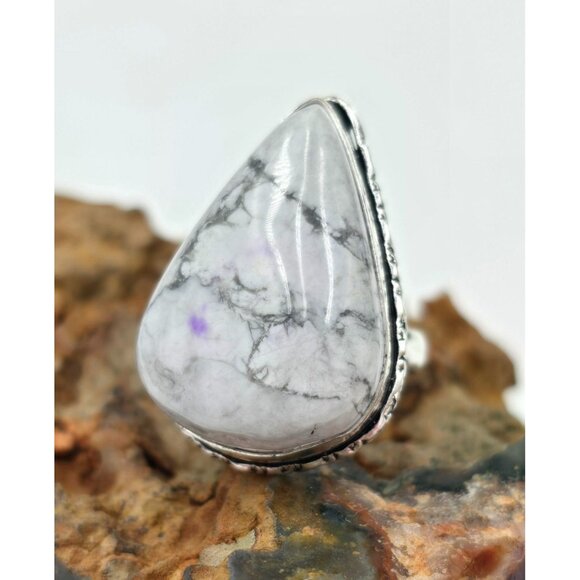 925 Sterling Silver Plt Dendritic Agate Ring Size 6 Bezel Setting Fine J… - Picture 1 of 6